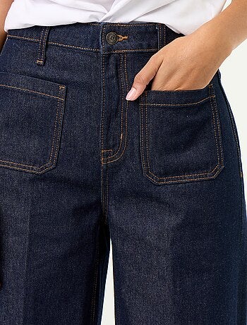 Jean large à taille haute avec poches plaquées