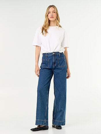 Jean large à taille haute avec poches plaquées