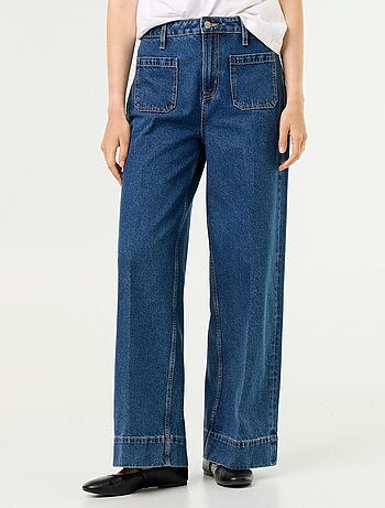 Jean large à taille haute avec poches plaquées