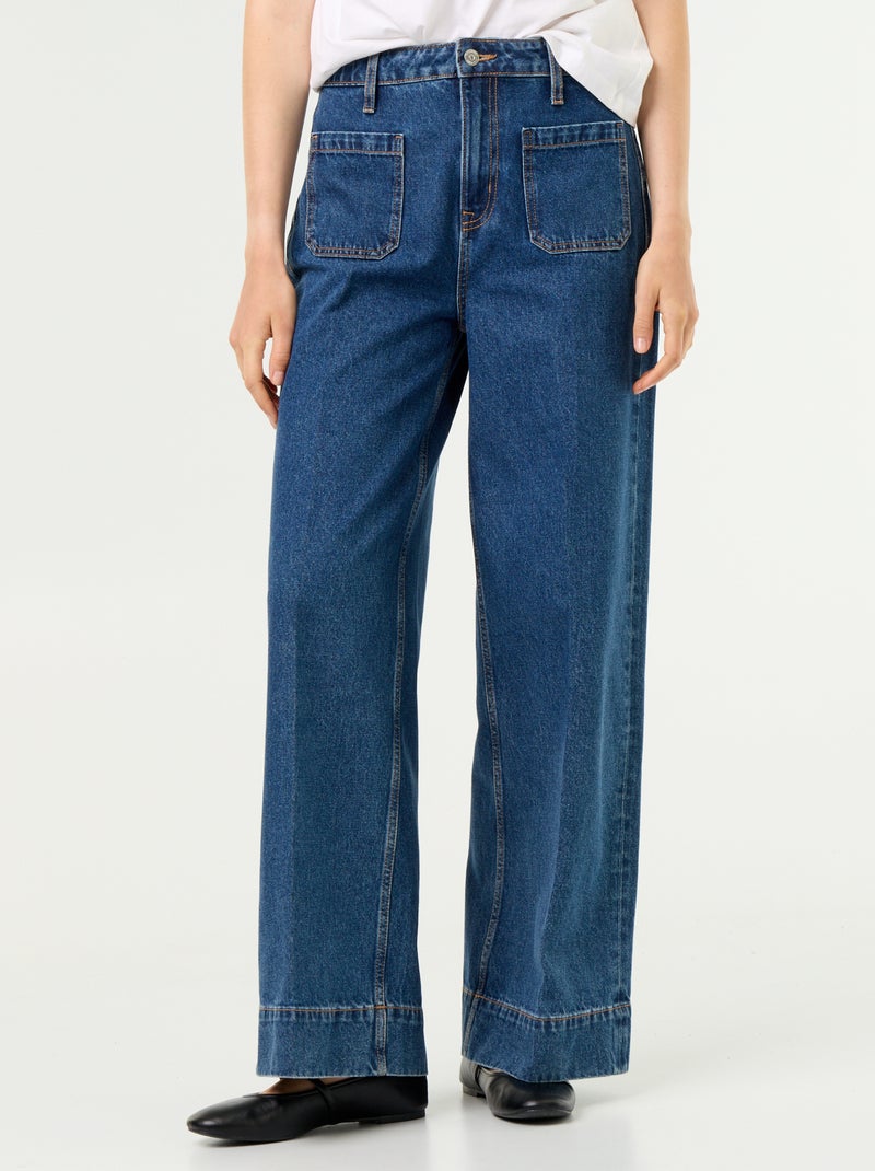 Jean large à taille haute avec poches plaquées Bleu - Kiabi