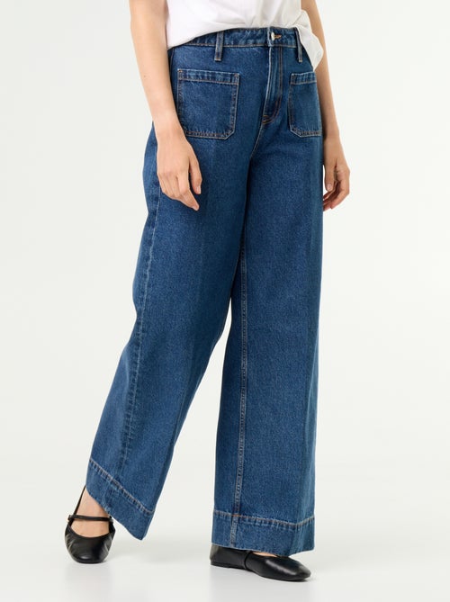 Jean large à taille haute avec poches plaquées - Kiabi