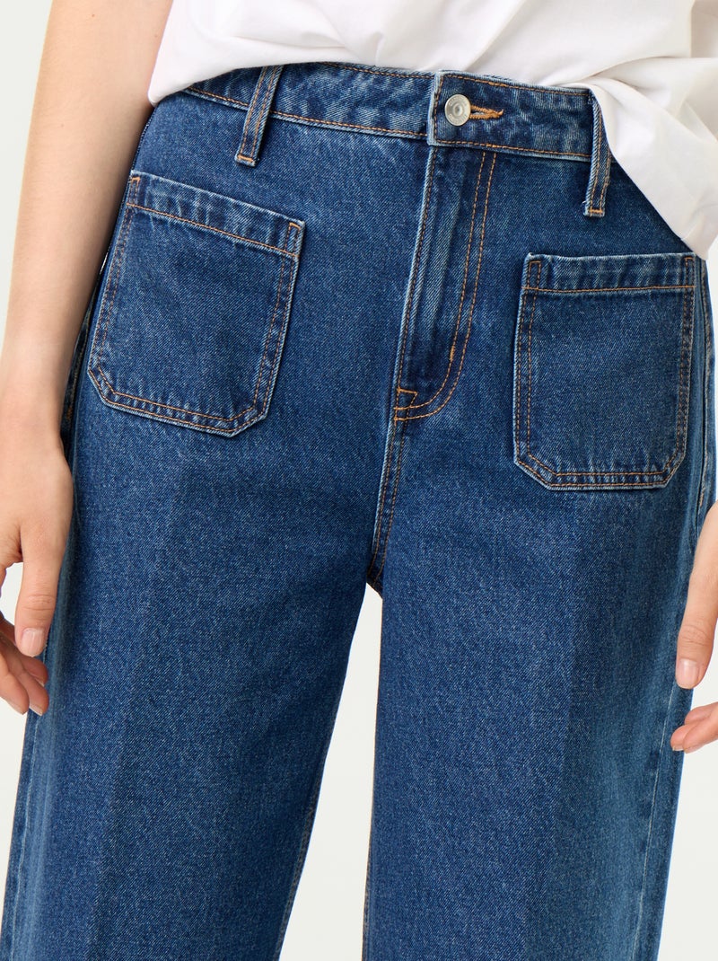Jean large à taille haute avec poches plaquées Bleu - Kiabi