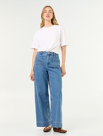 Jean large à taille haute avec poches plaquées