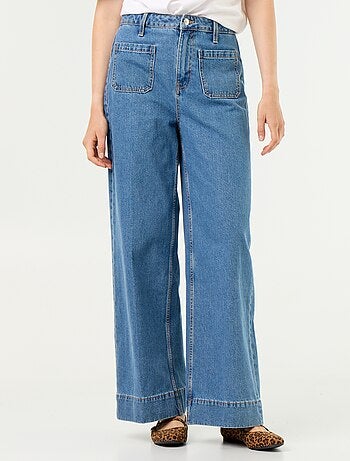 Jean large à taille haute avec poches plaquées