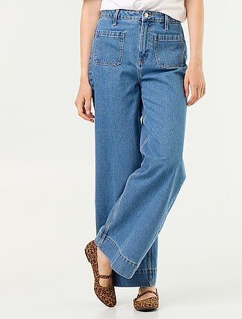 Jean large à taille haute avec poches plaquées
