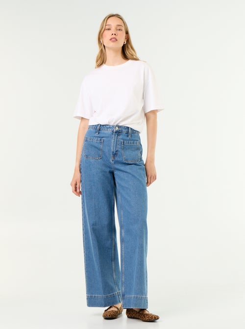 Jean large à taille haute avec poches plaquées - Kiabi