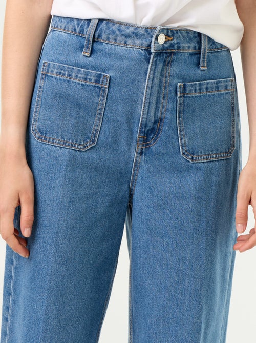 Jean large à taille haute avec poches plaquées - Kiabi