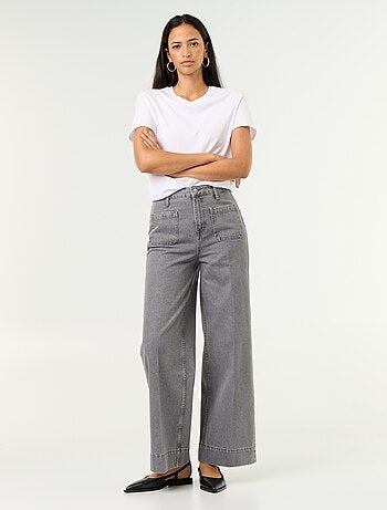 Jean large à taille haute avec poches plaquées