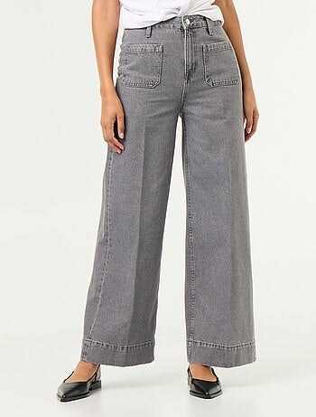 Jean large à taille haute avec poches plaquées
