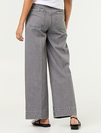 Jean large à taille haute avec poches plaquées