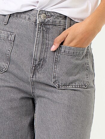 Jean large à taille haute avec poches plaquées