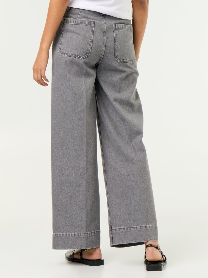 Jean large à taille haute avec poches plaquées Gris - Kiabi