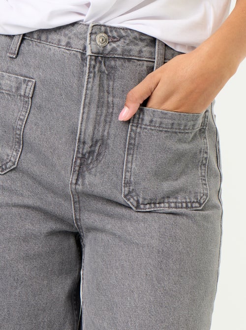 Jean large à taille haute avec poches plaquées - Kiabi