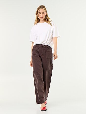 Jean large à taille haute avec poches plaquées