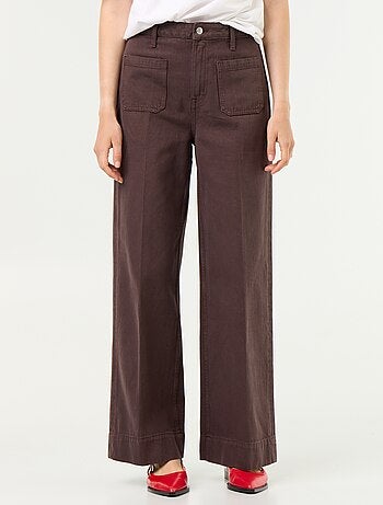 Jean large à taille haute avec poches plaquées