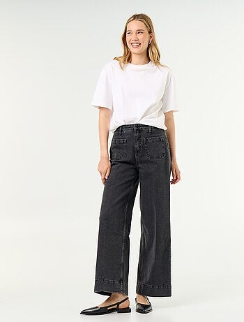Jean large à taille haute avec poches plaquées