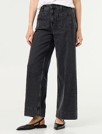 Jean large à taille haute avec poches plaquées