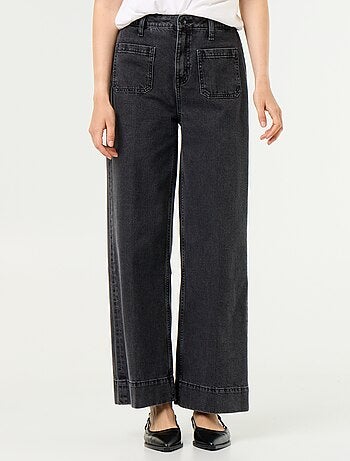 Jean large à taille haute avec poches plaquées