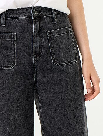 Jean large à taille haute avec poches plaquées
