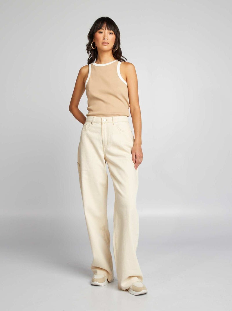 Jean large à taille haute Beige - Kiabi