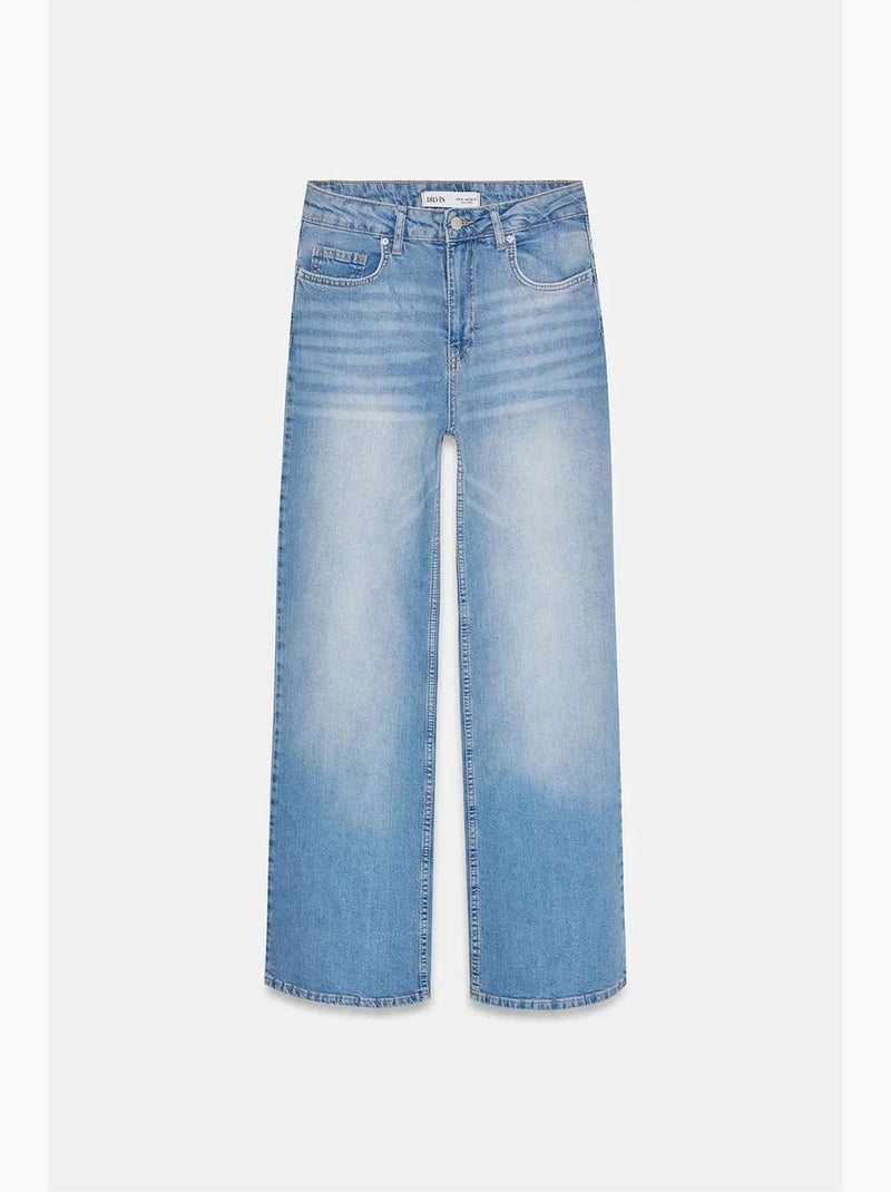 Jean large à taille haute dilvin Bleu saphir - Kiabi
