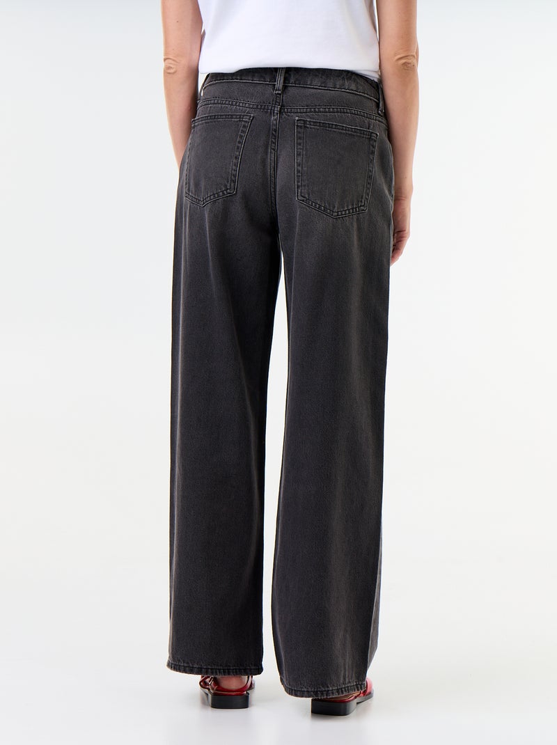 Jean large avec ceinture fantaisie Noir - Kiabi