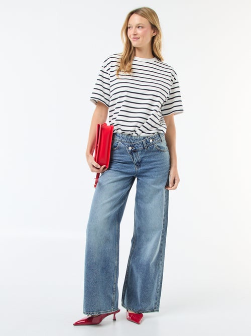 Jean large avec double ouverture boutonnée - Kiabi