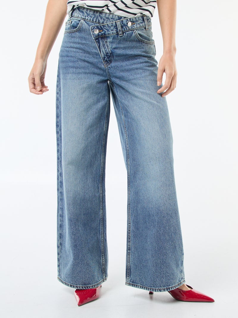 Jean large avec double ouverture boutonnée Bleu - Kiabi