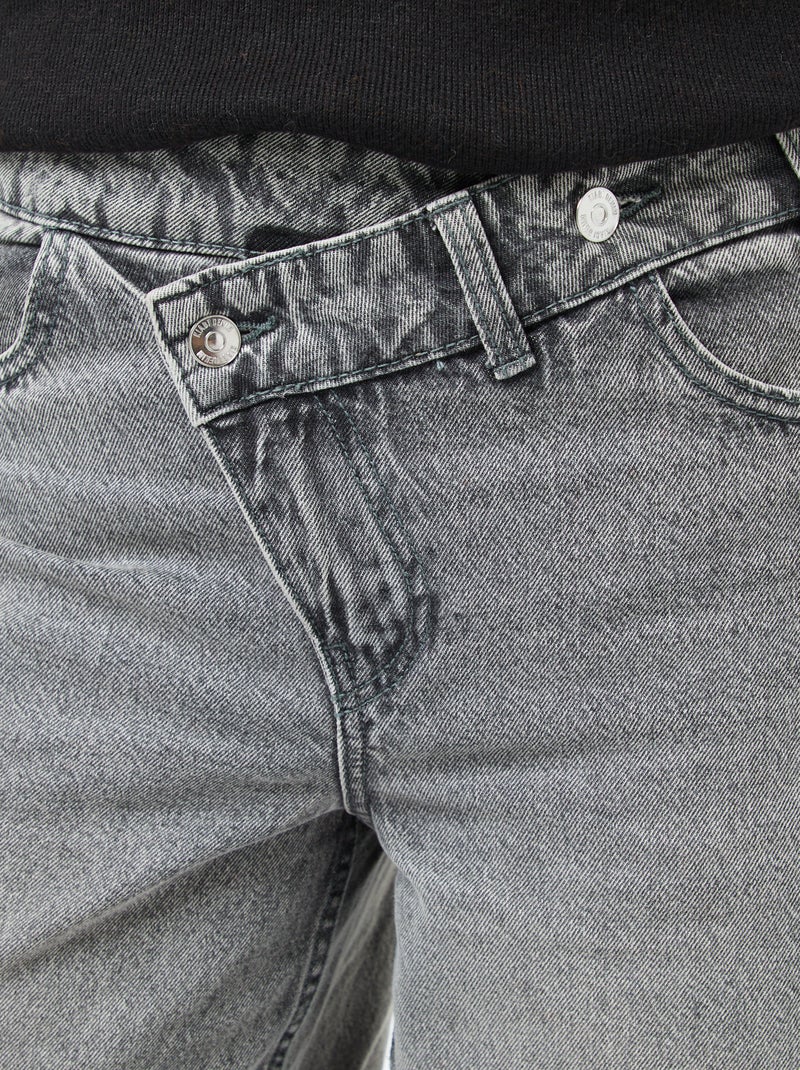 Jean large avec double ouverture boutonnée Gris - Kiabi