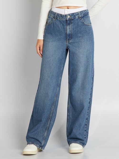 Jean large avec faux caleçon intégré - Kiabi