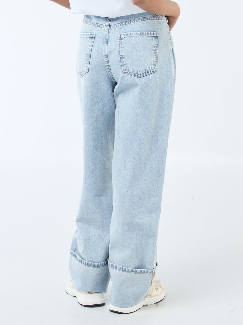 Jean large avec revers Bleu - Kiabi