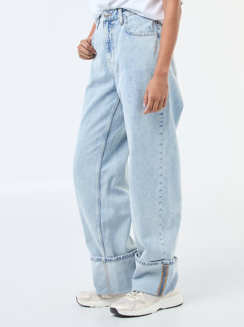 Jean large avec revers Bleu - Kiabi