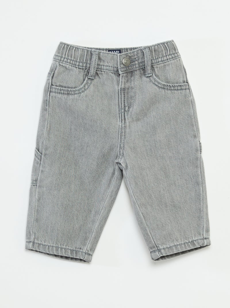 Jean large avec taille ajustable Gris - Kiabi