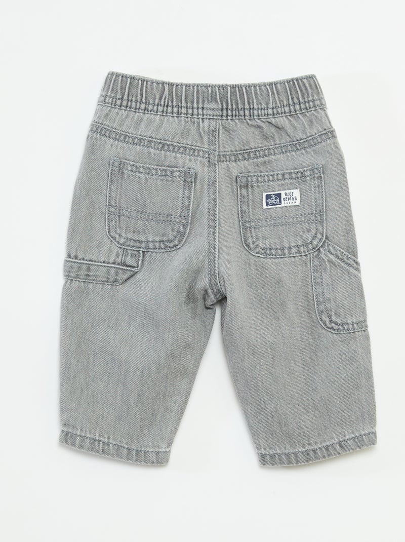 Jean large avec taille ajustable Gris - Kiabi