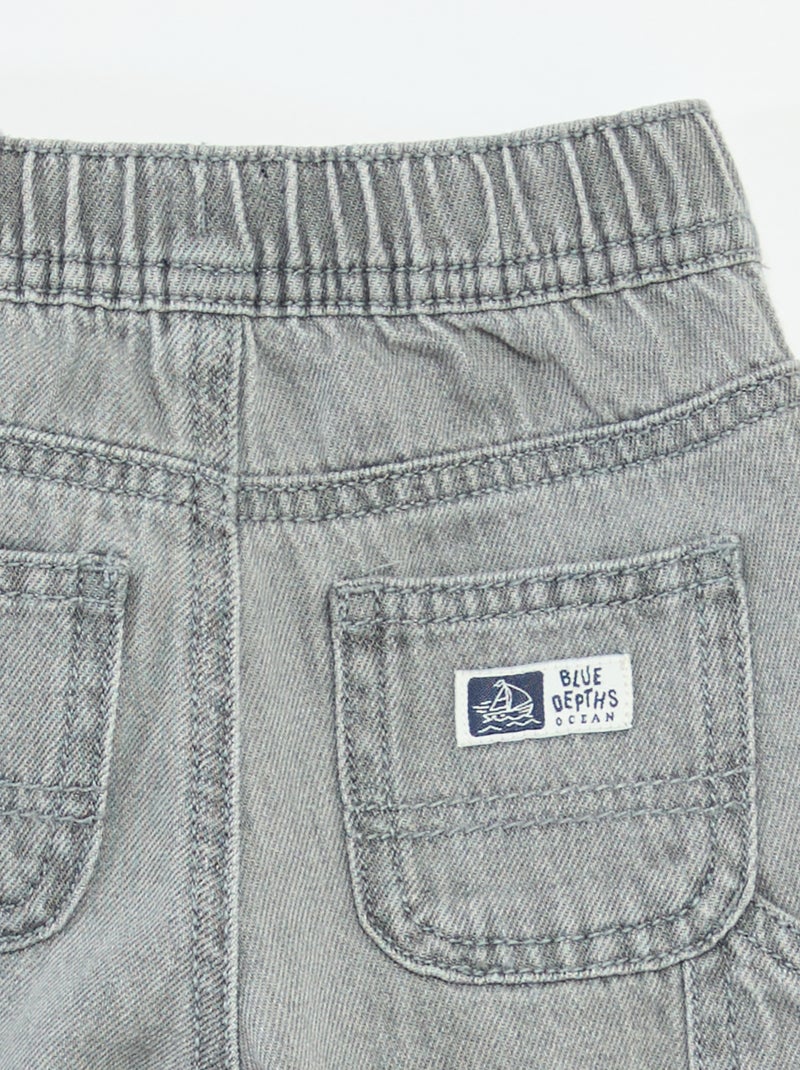 Jean large avec taille ajustable Gris - Kiabi