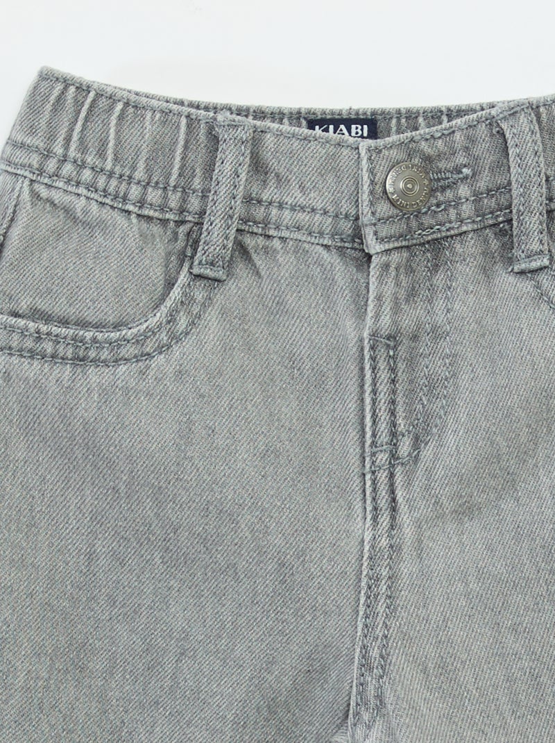 Jean large avec taille ajustable Gris - Kiabi