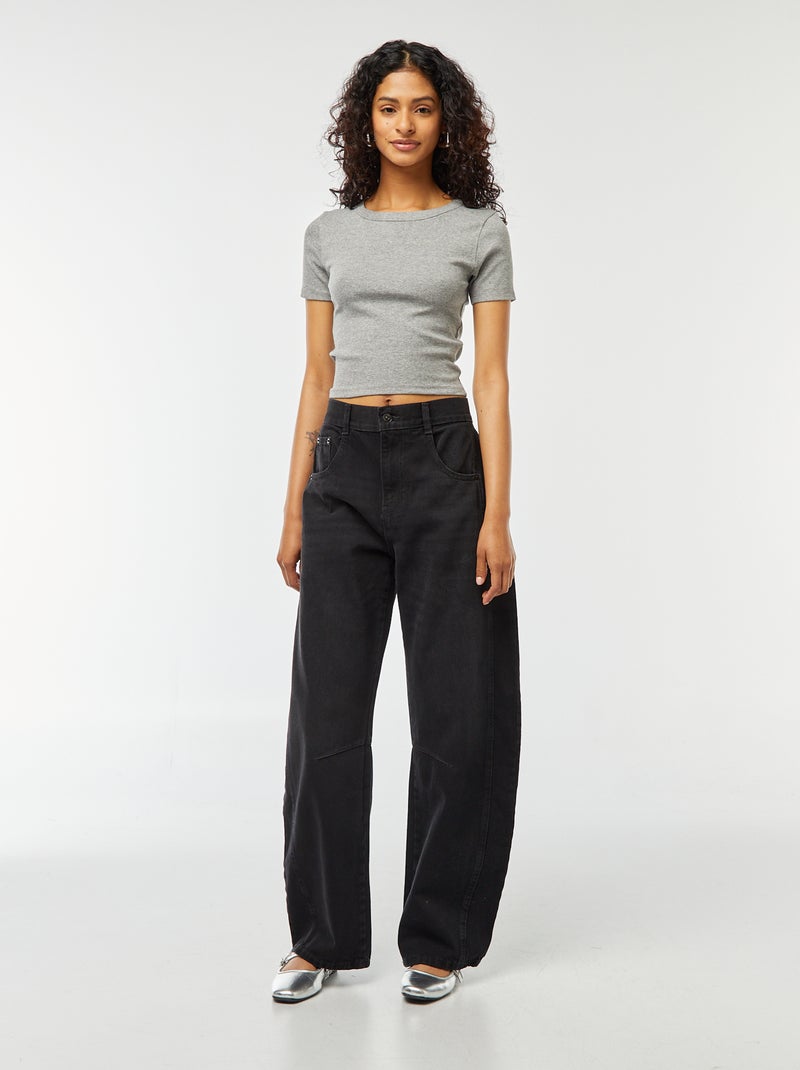 Jean large coupe ballon Noir - Kiabi