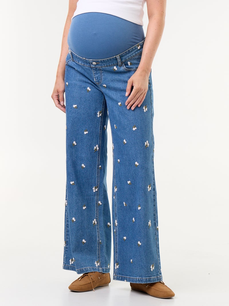 Jean large de maternité avec motif Bleu - Kiabi