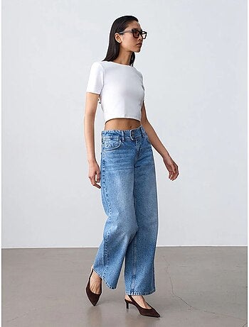 Jean large en coton à taille haute dilvin