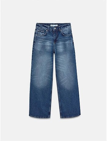 Jean large en denim de coton à taille basse dilvin