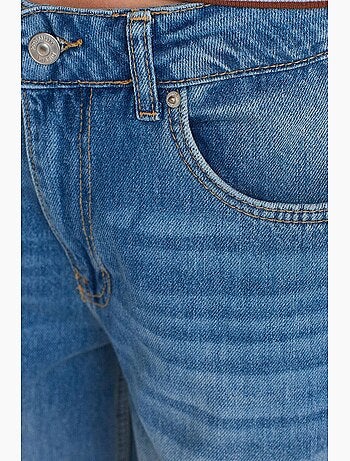 Jean large en denim de coton à taille haute dilvin