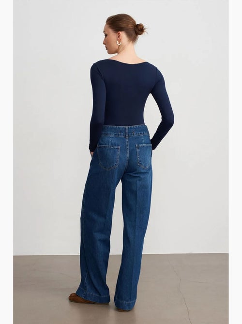 Jean large en denim de coton à taille haute dilvin - Kiabi Jean large en denim de coton à taille haute dilvin - Kiabi