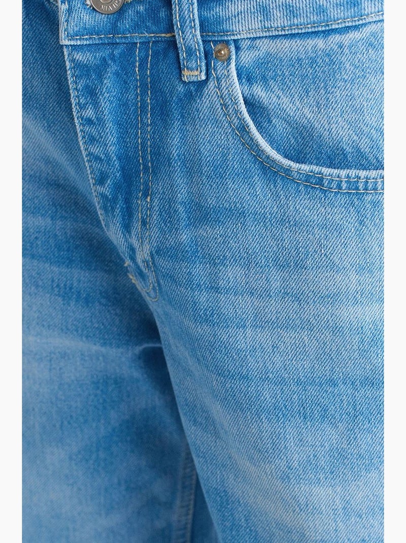 Jean large en denim de coton à taille haute dilvin Bleu saphir - Kiabi