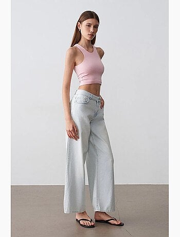 Jean large en denim de coton, taille basse dilvin