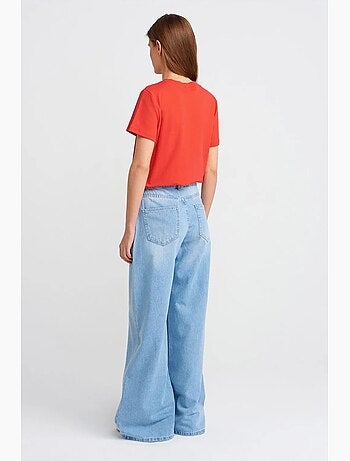 Jean large en denim de coton, taille haute dilvin