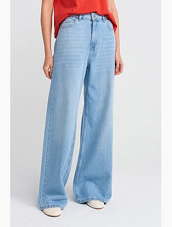 Jean large en denim de coton, taille haute dilvin