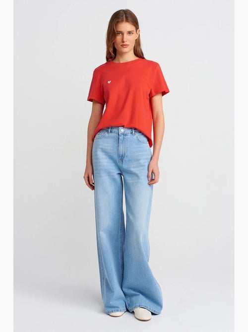 Jean large en denim de coton, taille haute dilvin - Kiabi Jean large en denim de coton, taille haute dilvin - Kiabi