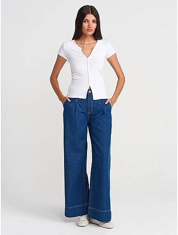 Jean large en denim de coton, taille haute dilvin