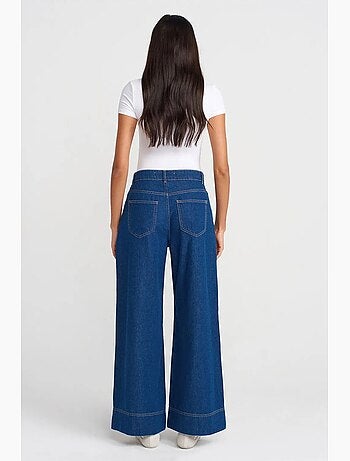 Jean large en denim de coton, taille haute dilvin