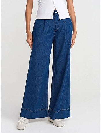 Jean large en denim de coton, taille haute dilvin